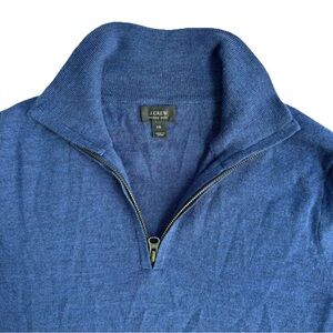 J. Crew Men's XS merino wool high neck quarter zip blue Sweater